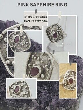 PUNK SAPPHIRE RUNG HANDMADE IN STERLING SILVER WOMENS SIZE 8.5